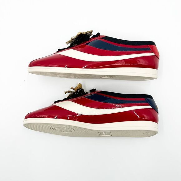 Gucci Patent Leather Falacer Crystal Embellished Bee Sneakers Trainers 38, 8 - Picture 9 of 12